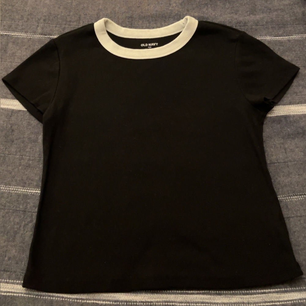 Old Navy Kids Black Tee with White Trim